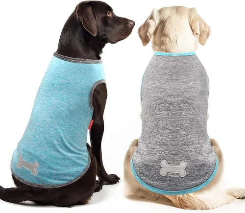 Vista 16 de KYEESE Paquete de 2 camisas para perro, protección solar, de secado rápido, suaves, elásticas para mascotas con etiqueta reflectante, camiseta sin