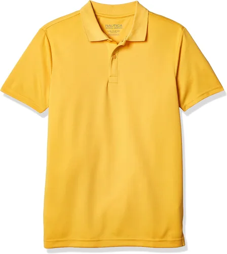 Nautica - Camiseta tipo polo de manga corta para uniforme escolar de niños, con cierre de botones y material de alto rendimiento que absorbe la
