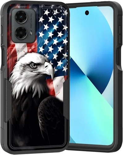 Vista 94 de para Moto G Play 4G 2024, funda de dos capas híbrida resistente y a prueba de golpes, PC duro + silicona suave protectora para Motorola Moto G Play