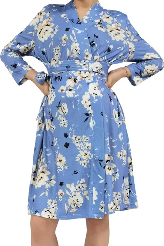 Vista 6 de SUFEINI Conjunto de manta con bata de mamá a juego, bata de maternidad para enfermería, hospital, parto, bata de embarazo, ropa de descanso