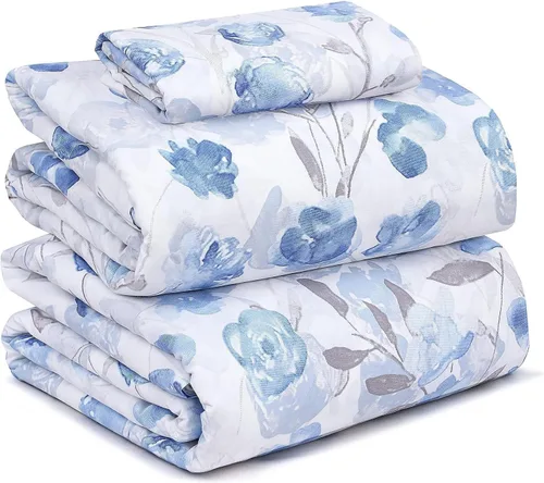 Vista 128 de RUVANTI Sábanas 100% algodón percal tamaño Queen, diseño floral refrescante y transpirable, duraderas, con una sensación nítida, suave y cómoda