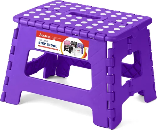 Vista 37 de ACSTEP Taburete plegable de 9 pulgadas, capacidad de 300 libras, taburetes plegables de plástico para niños y adultos, taburete plegable adecuado