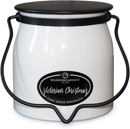 Milkhouse Candle Company - Navidad victoriana - Colección Creamery - Velas de soja con doble mecha de algodón de 16 onzas con cera de abejas - Largo