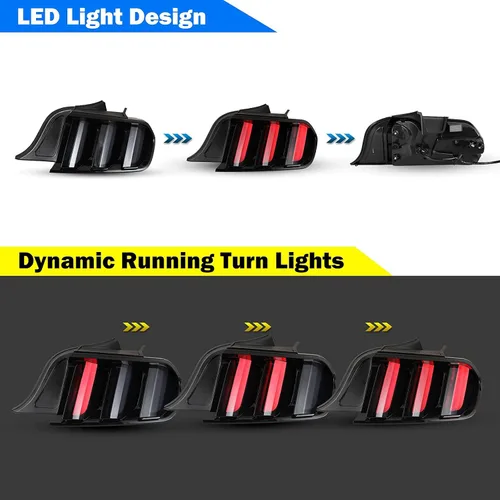 Vista 3 de WOLFSORM - Luz trasera LED para Ford Mustang 2015-2023 con diseño dinámico de giro giratorio, montaje de repuesto de luz trasera LED WOLFSORM Ford