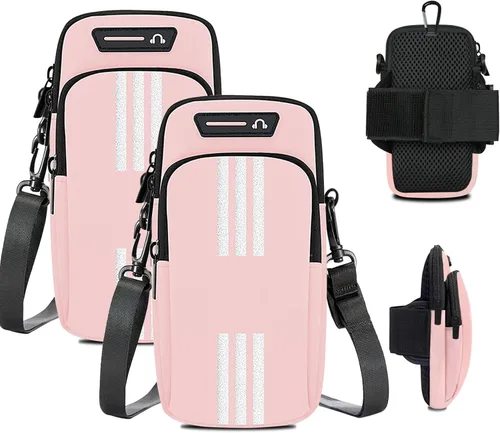 Bolsas cruzadas pequeñas para mujeres y niños, paquete de 2 soportes para teléfono celular para correr, caminar, entrenamiento, ejercicio, brazalete