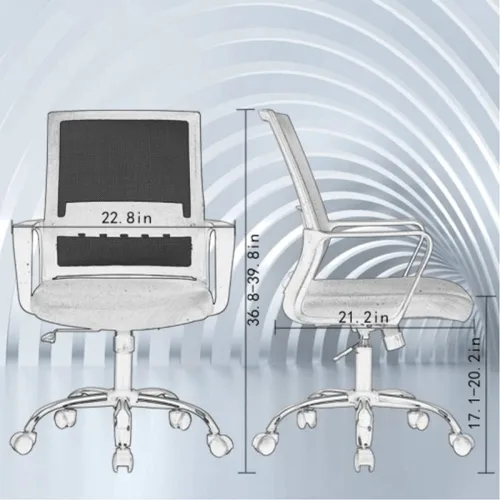 Vista 3 de Silla de oficina ergonómica de malla, silla de escritorio, silla de computadora con soporte lumbar y reposabrazos, silla de escritorio ajustable