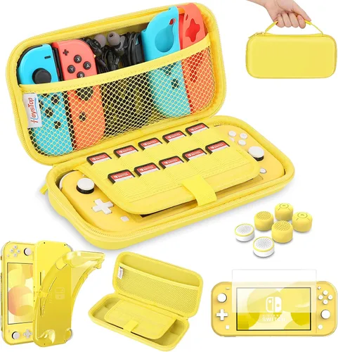 HEYSTOP Funda de transporte compatible con Switch Lite funda Switch Lite con funda protectora de TPU suave para juegos de tarjeta de juegos 6 tapas
