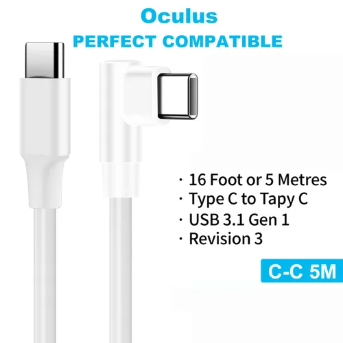 Vista 4 de ZUPIHOW Cable de enlace VR (16 pies16.4 ft) compatible con Oculus Quest 2Pro1, accesorios de cable de auriculares VR para juegos de Steam VR, cable