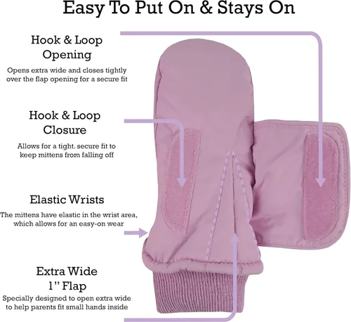 Vista 3 de N'Ice Caps - Manoplas impermeables con Thinsulate, para bebés o niños pequeños, manoplas de nieve, para el invierno, fáciles de poner