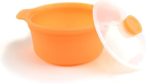 Vista 8 de Juego de 2 ollas de silicona para microondas con asa y tapa, recipiente de cocina antiadherente de 20.3 fl oz para cocinar huevos al vapor