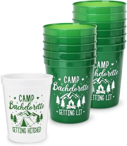 Nefelibata Vasos de plástico para fiesta de despedida de soltera, 12 unidades, tazas de estadio para campamento, regalos de despedida de soltera,