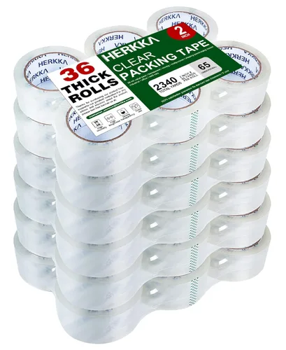Vista 7 de HERKKA Cinta de embalaje transparente, 36 rollos de cinta de embalaje resistente para envío, embalaje, mudanza y sellado, cinta de embalaje