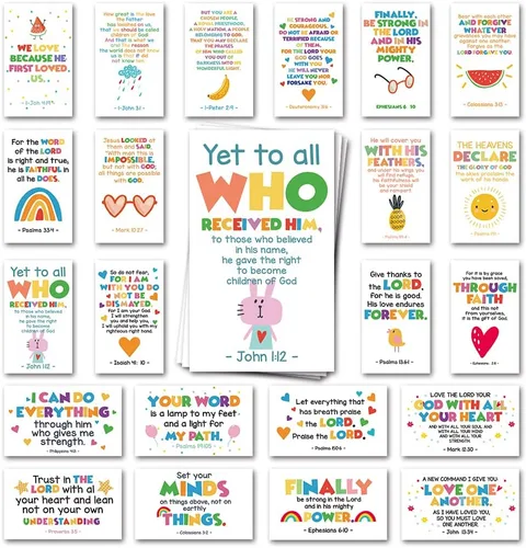 60 tarjetas de oración mini tarjetas de escritura con versículos bíblicos surtidos para estudios bíblicos infantiles, tarjetas de aliento para