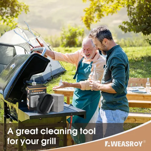 Vista 7 de AWEASROY Limpiador de Parrilla de Servicio Pesado, Ladrillos de Limpieza de Parrilla con Mango, Piedra de Limpieza de Plancha de Piedra Pómez que