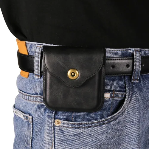 Vista 6 de Funda para teléfono celular con clip para cinturón para hombre, compatible con Samsung Galaxy Z Flip 6/5/4/3/2/5G, bolsa de cuero para la cintura