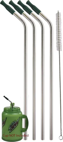 Vista 9 de 2 pajitas de acero inoxidable de 14 pulgadas de 100 onzas enormes súper largas para beber compatibles con taza de viaje aislada Whirley tazas