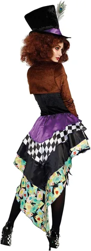 Vista 2 de Dreamgirl Disfraz de sombrerero loco para mujer, disfraz de Halloween para mujer