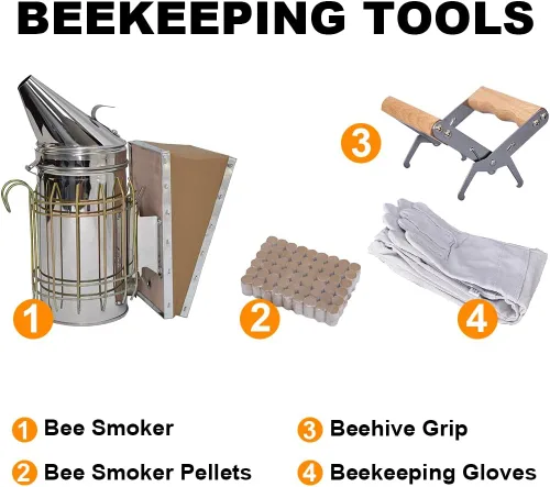 Vista 2 de Honey Lake Beekeeping Supplies Bee Smoker Starter Kit, 16 Pcs Bee Keeping Starter Kit Bee Keeping Supplies-All for Beekeepers Including Different