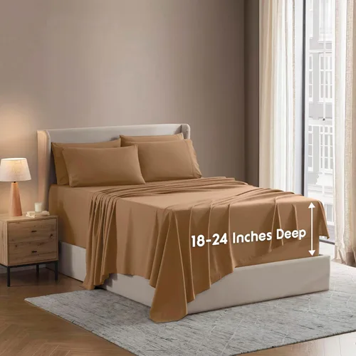 Vista 18 de Nestl - Juego de sábanas de bolsillo extraprofundo y de microfibra suave, 7 piezas, sábanas y fundas de almohada resistentes a la decoloración