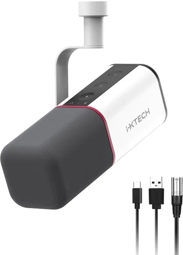 Vista 12 de IXTECH - Micrófono USB para juegos para PC, micrófono condensador con cancelación de ruido para podcasts y transmisión de video con soporte