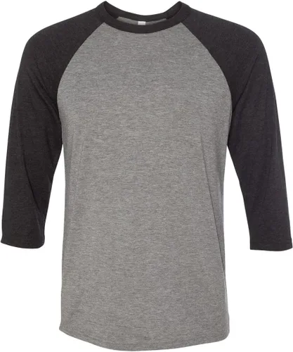 Vista 16 de Bella + Canvas - Camiseta de béisbol unisex con manga 3/4 (3200) DEEP HTHR/NEGRO Blanco/Negro