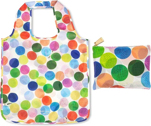 Vista 10 de Kate Spade New York Bolsas reutilizables para productos, bolsa de compras con bolsillo de almacenamiento con cremallera, bolsa de comestibles Punto
