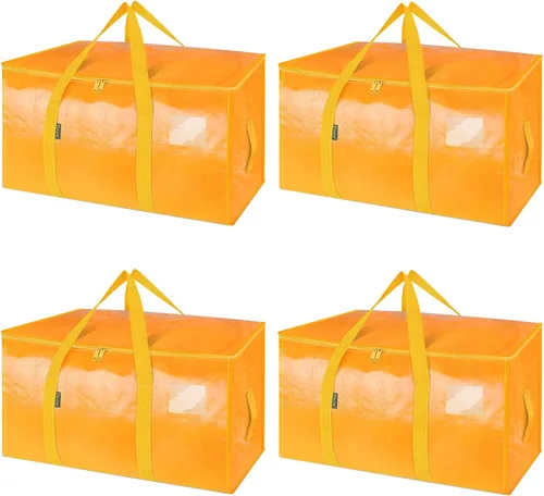 Vista 39 de BALEINE Paquete de 2 bolsas de mudanza de gran tamaño con asas reforzadas, bolsa de almacenamiento resistente para ropa, suministros de mudanza