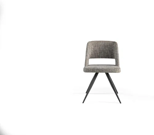 Vista 4 de Silla comedor tapizada en Tela y estructura de Patas en Acero epoxi Pintado