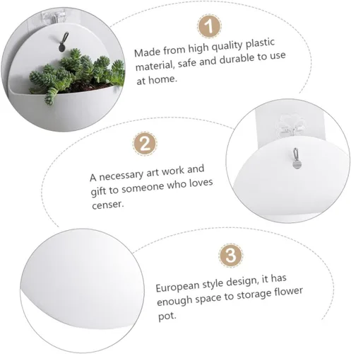 Vista 3 de HANABASS 3 piezas de plástico rústico automático o jardín blanco pared al aire libre macetas balcón auto-suculenta colgante florero contenedor