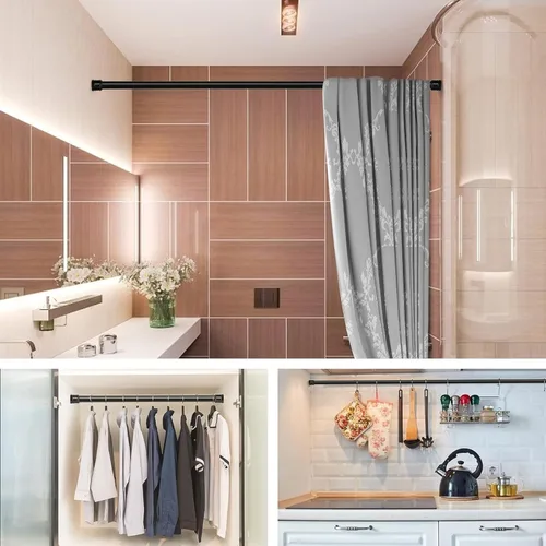 Vista 9 de Barra de cortina de tensión sin montaje seccional de 28 a 48 pulgadas, 1 pulgada de diámetro, resorte de 1 pulgada de diámetro, barras de cortina