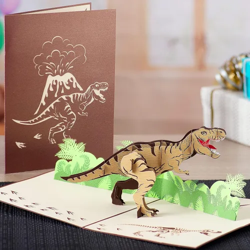 Vista 5 de Devine - Tarjeta de cumpleaños de dinosaurio T Rex Tarjetas 3D Pop Up Tarjetas de cumpleaños para niños, papá y esposo, tarjetas de felicitación