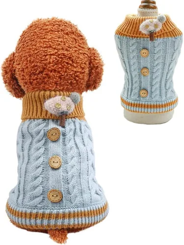 Suéter de punto para perros pequeños, gatos, ropa gruesa y cálida para cachorros, cuello alto, elástico, chihuahua, bulldog y perro salchicha (XS,