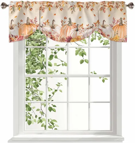 Vista 14 de Cenefa de muñeco de nieve de Navidad para ventanas de cocina, cenefas de invierno con bolsillo para barra, cortinas cortas, copos de nieve, bayas