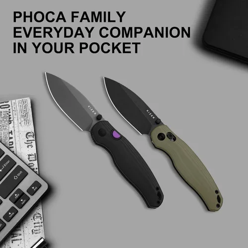 Vista 2 de Kizer Phoca BD - Cuchillo de bolsillo, 2.95 pulgadas de hoja plegable D2 Negro