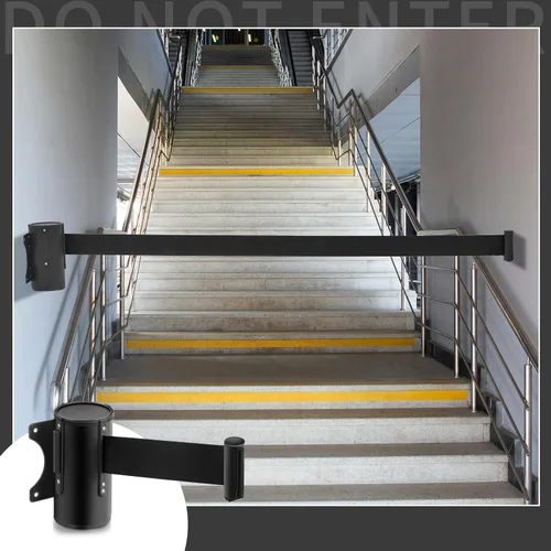 Vista 6 de Landical 2 Piezas Cinturón de Barrera Retráctil de Montaje en Pared de 16 pies con Cuerda de Barrera de Cinturón de Seguridad Fijo con Sistema