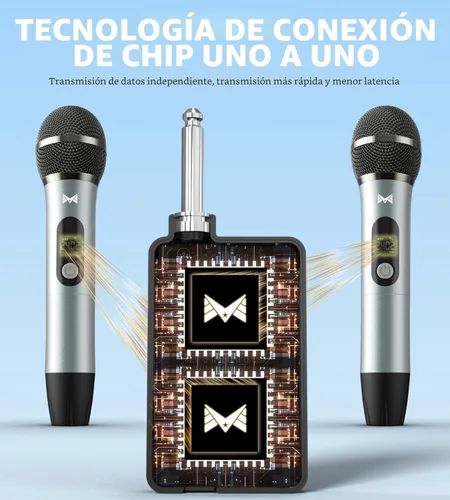 Vista 2 de Micrófonos inalámbricos, micrófono inalámbrico con conexión de chip uno a uno, duración de 40 horas, recepción de distancia de 200 pies, micrófono