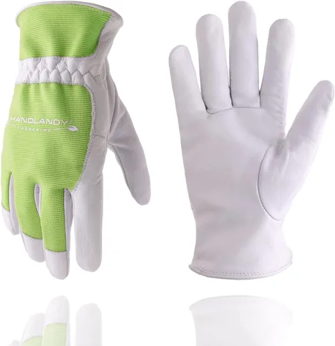 Vista 20 de HANDLANDY Work Gloves for Women, Breathable Leather Gardening Glove for Yard Maintenance, Hand Protection with Touch Screen