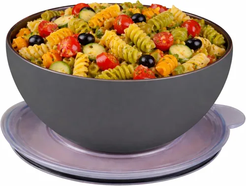 Vista 10 de served Cuenco grande aislado con tapa (100 oz/3 cuartos de galón) – Tazón de acero inoxidable de doble pared para alimentos calientes y fríos