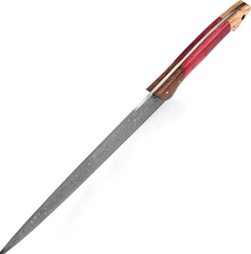 Vista 2 de Cuchillo de chef de damasco de acero inoxidable 129-1, cuchillo de cocina de hoja de 8 pulgadas, cuchillo ultra afilado de alto carbono para cocina