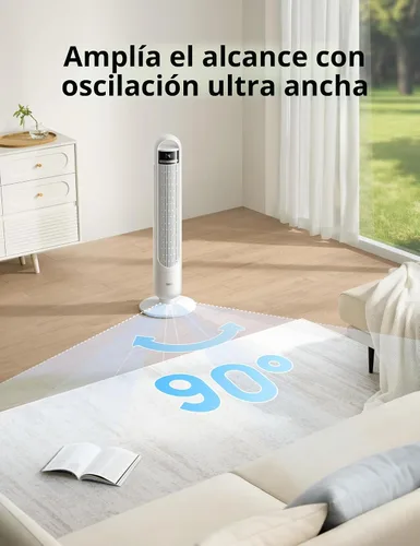 Vista 6 de DREO - Ventilador de torre para dormitorio, velocidad de 28 pies/s Negro