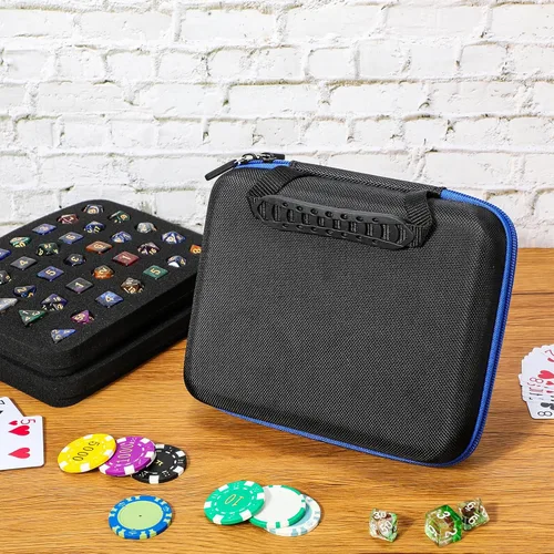 Vista 4 de Aoriher 1 Pcs Dice Case with Removable Slotted Tray for Storage Game Storage Case Dice Holder Holds up to 70/10 Sets (Blue)