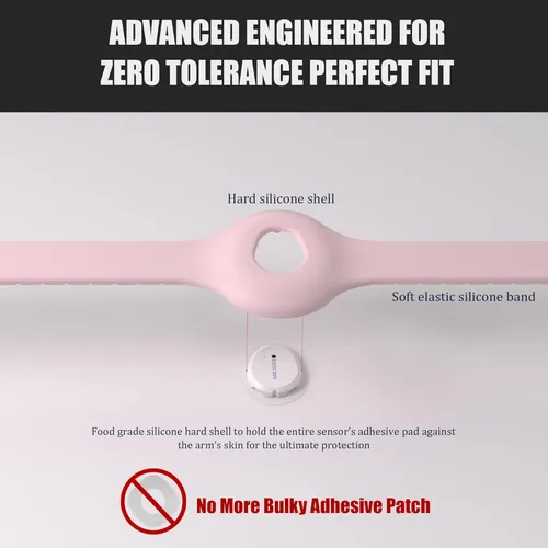 Vista 6 de Divoti Brazalete con cubierta de sensor para Dexcom G7 Soporte CGM ajustable, recortable para adaptarse Silicona hipoalergénica sin adhesivo