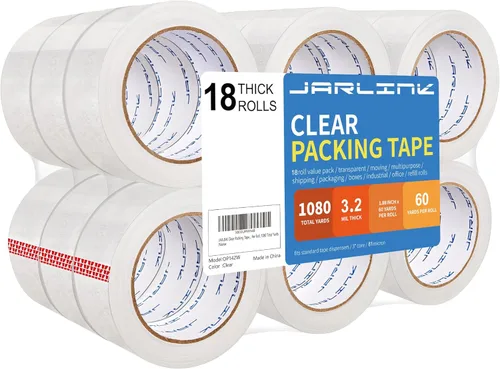 Vista 11 de JARLINK Cinta de embalaje transparente, cinta de embalaje resistente para embalaje de envío, sellado en movimiento, 2 pulgadas de ancho