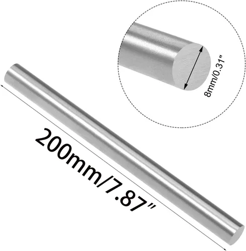Vista 2 de Varilla de acero redonda, herramienta de barra de torno HSS de 0.315 in, 7.874 in de largo, para engranajes de eje, taladradora, máquina de torneado