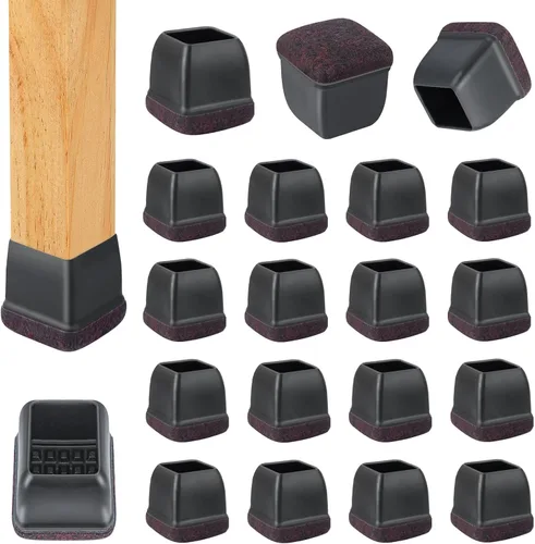 Vista 9 de 32 piezas de protectores de suelo para patas de silla cuadradas, protectores de patas de silla de silicona para suelos de madera dura, tapas