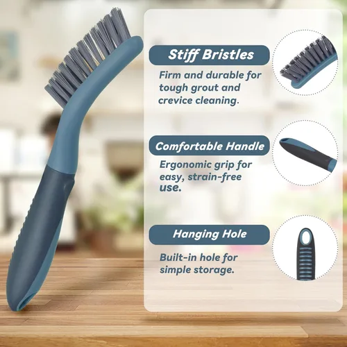 Vista 5 de PHYEX Paquete de 2 cepillos pequeños para limpieza, cepillos de fregar con cerdas rígidas para lechada para cocina, baño y pisos de azulejos
