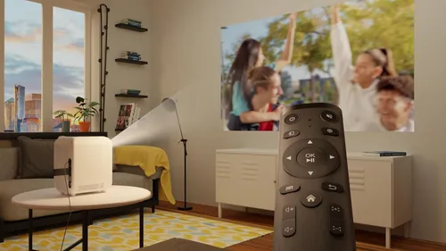 Vista 7 de HP CC180 Promo 3in1 Proyector de vídeo inteligente portátil HD con pantalla Roku Express HD/84