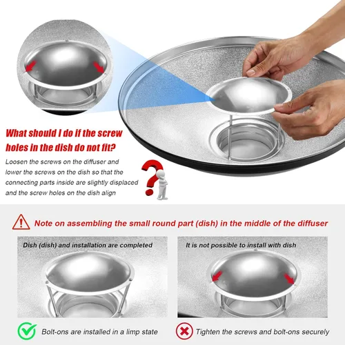 Vista 2 de Soonpho Plato de belleza reflector estándar de 16 pulgadas/16.5 in con rejilla de nido de abeja, calcetín difusor y bolsa, para Bowens Mount Studio