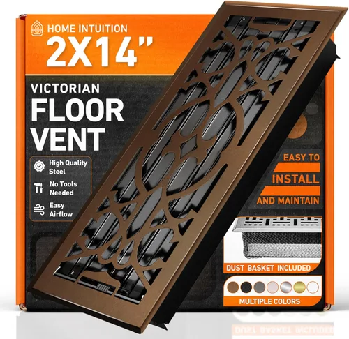 Vista 40 de Cubiertas de ventilación de piso 2X10 con registro de piso y trampa de malla, para calor y aire, ventilación de piso metálica transitable