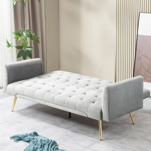 Vista 40 de Sofá cama moderno de terciopelo de 72 pulgadas, sofá cama plegable convertible con 3 respaldos ajustables, sofá biplaza reclinable copetudo